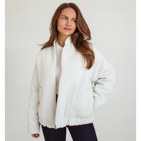 Dailystory Jackets & Blazers - Angela Cream Bomber Jacket - Dailystory